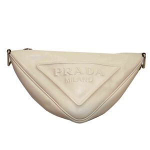 PRADA Triangle Leather Shoulder Bag Crocodile LogoAB